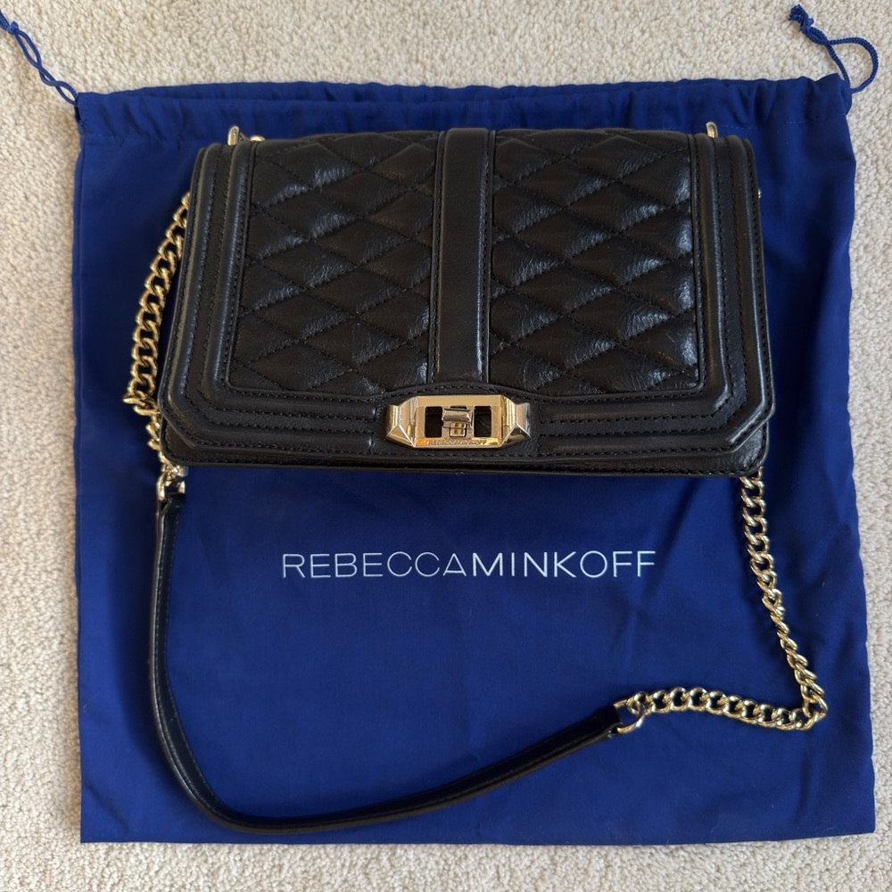 REBECCA MINKOFF Black Quilted chevron bag.with dust bag.